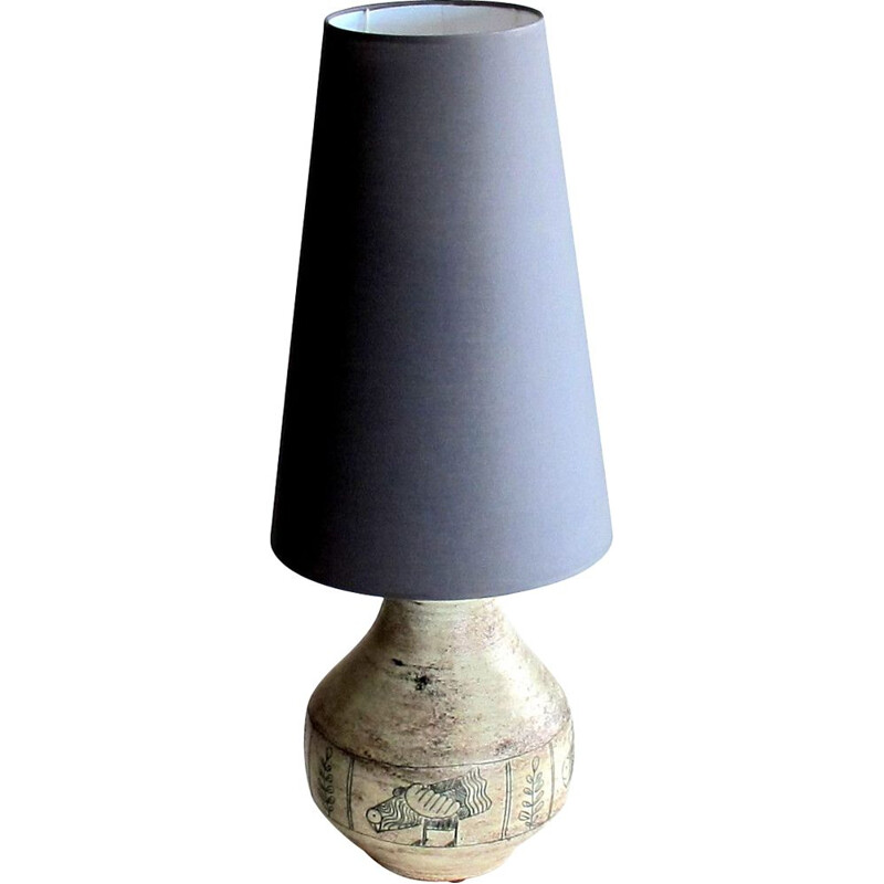 Large vintage ceramic lamp by Jacques Blin 1950