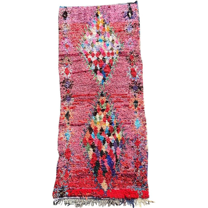 Vintage Berber carpet Boucherouite, Morocco