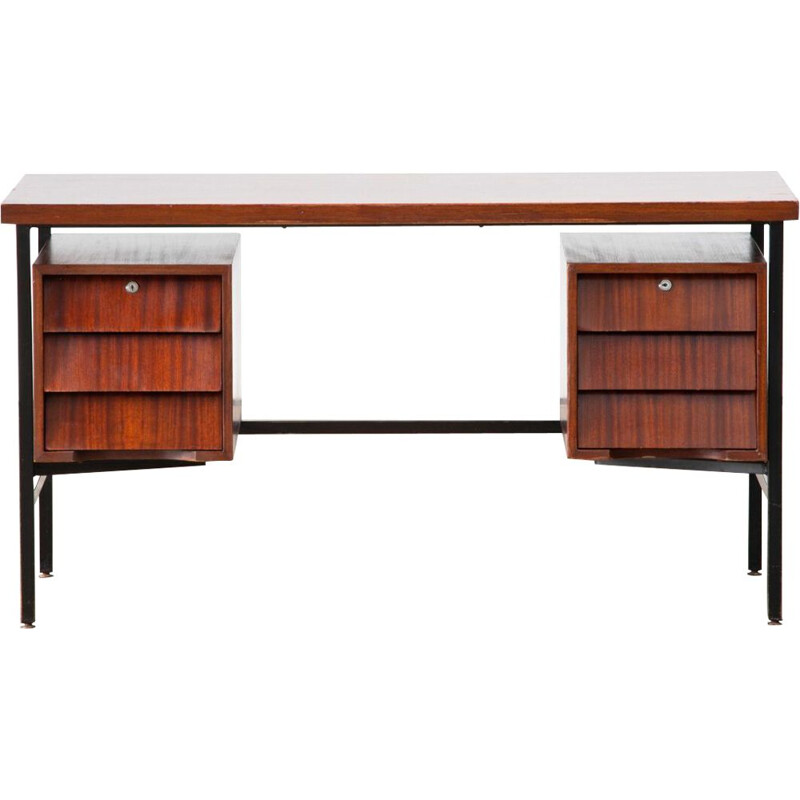 Vintage Mahogany & Steel desk 1960