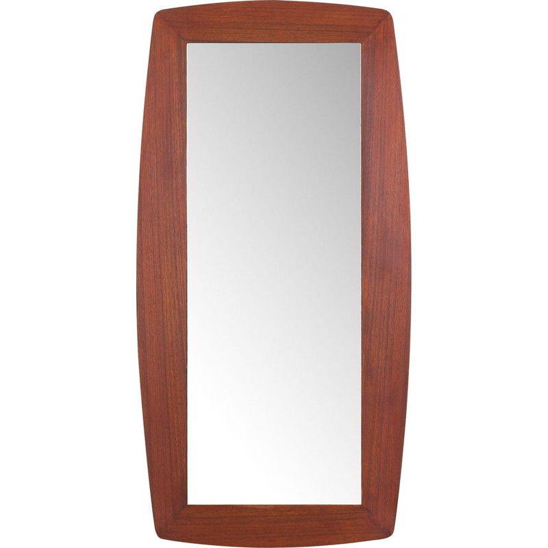 Vintage mirror wide curved teak frame Danish 1960s