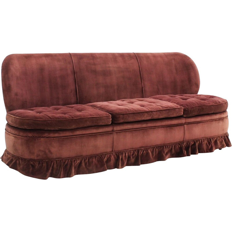 Vintage Melchiorre Bega 3-seater velvet sofà 1940