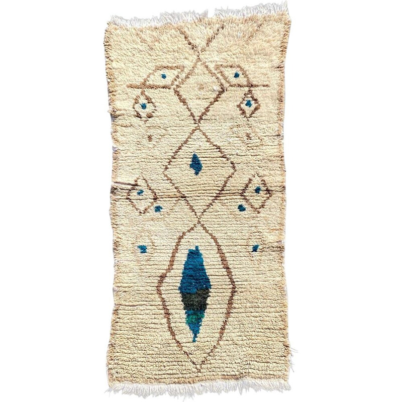 Vintage wollen en katoenen Berber tapijt azilal