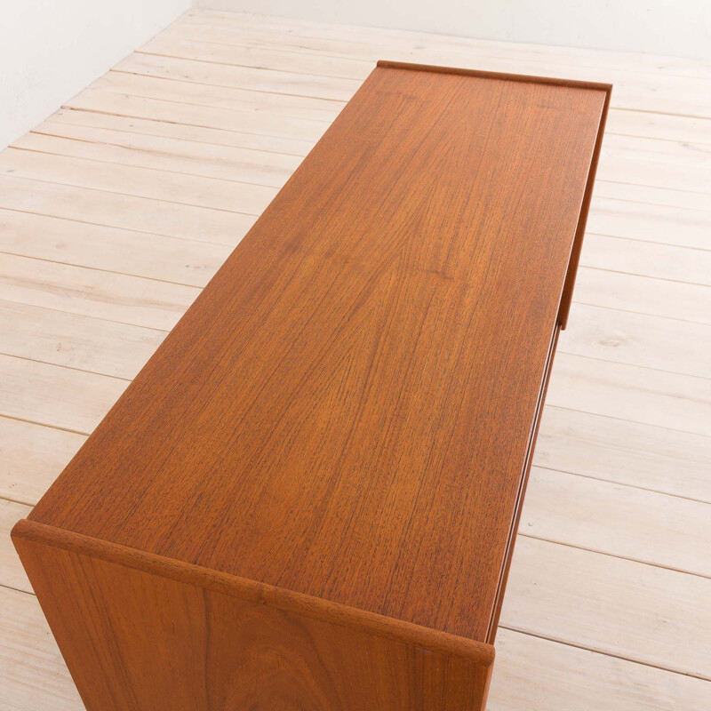 Small vintage teak sideboard with brass feet, Italian 1960s