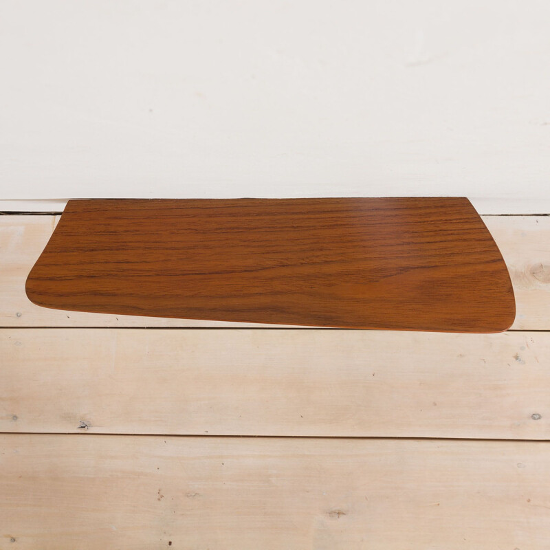 Vintage mirror with organic shape teak console JM teak Denmark, 1960s