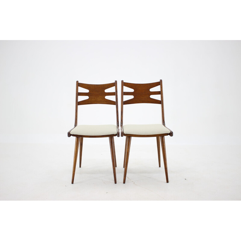 Set of 6 vintage Oak Dining Chairs, Czechoslovakia 1960s