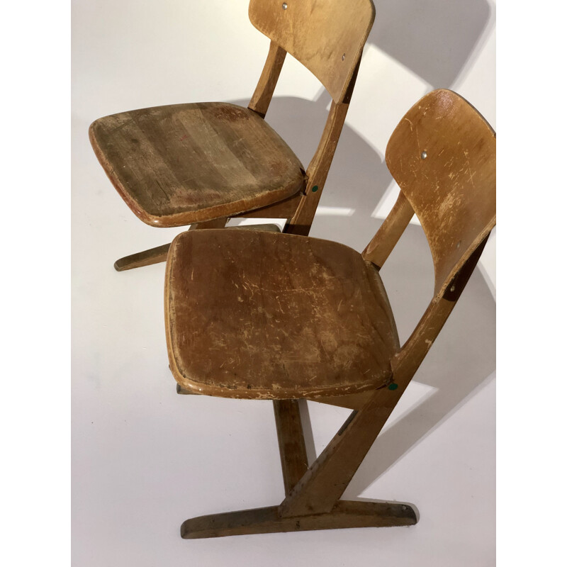Paire de chaises vintage en bois
