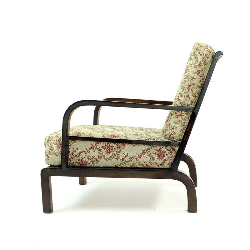 Cadeira Vintage lounge de madeira, Checoslováquia 1950