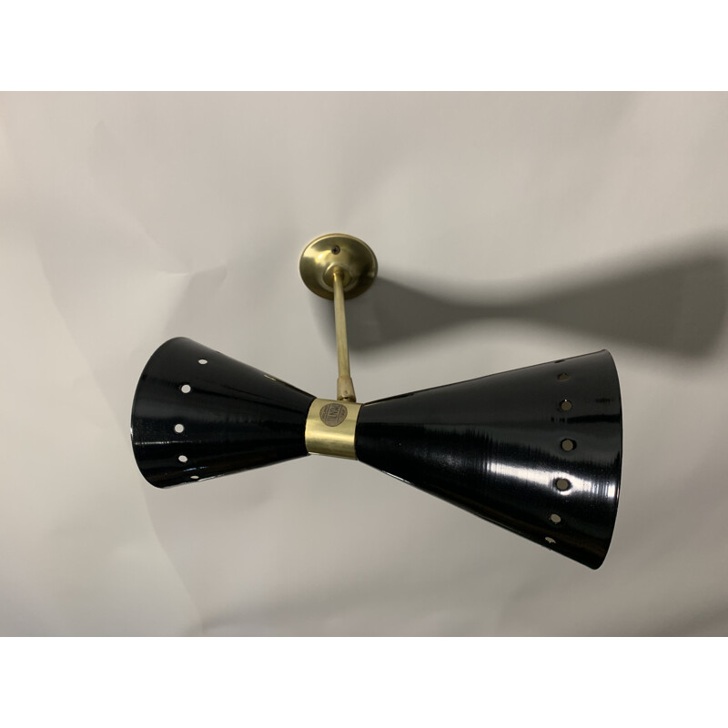 Vintage wall light black lacquered with brass by Stilnovo