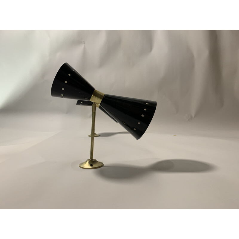 Vintage wall light black lacquered with brass by Stilnovo