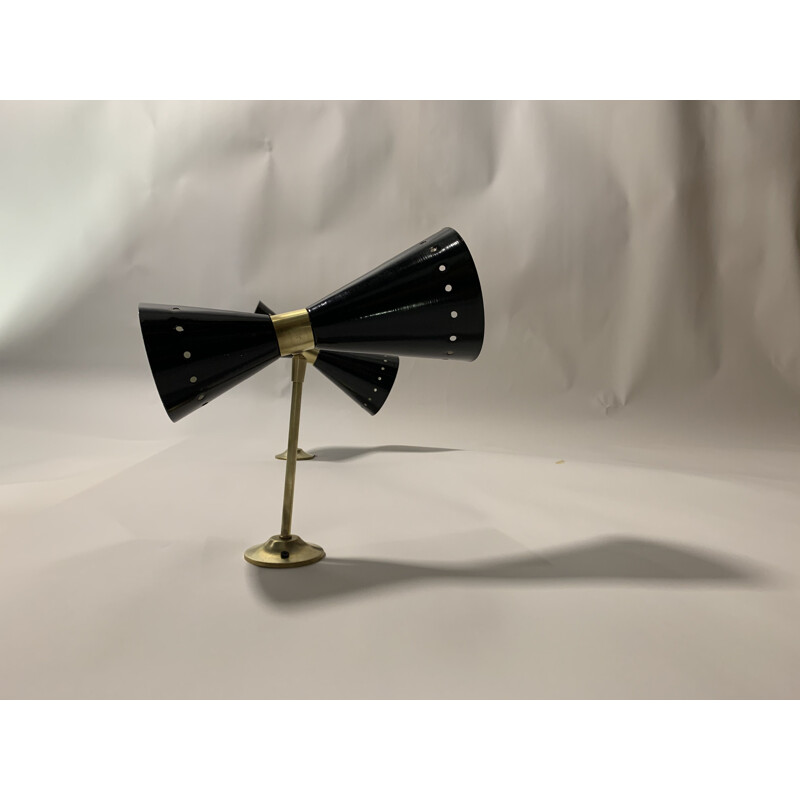 Vintage wall light black lacquered with brass by Stilnovo