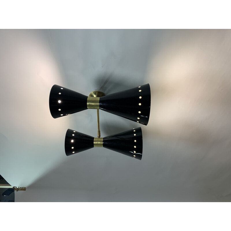 Vintage wall light black lacquered with brass by Stilnovo