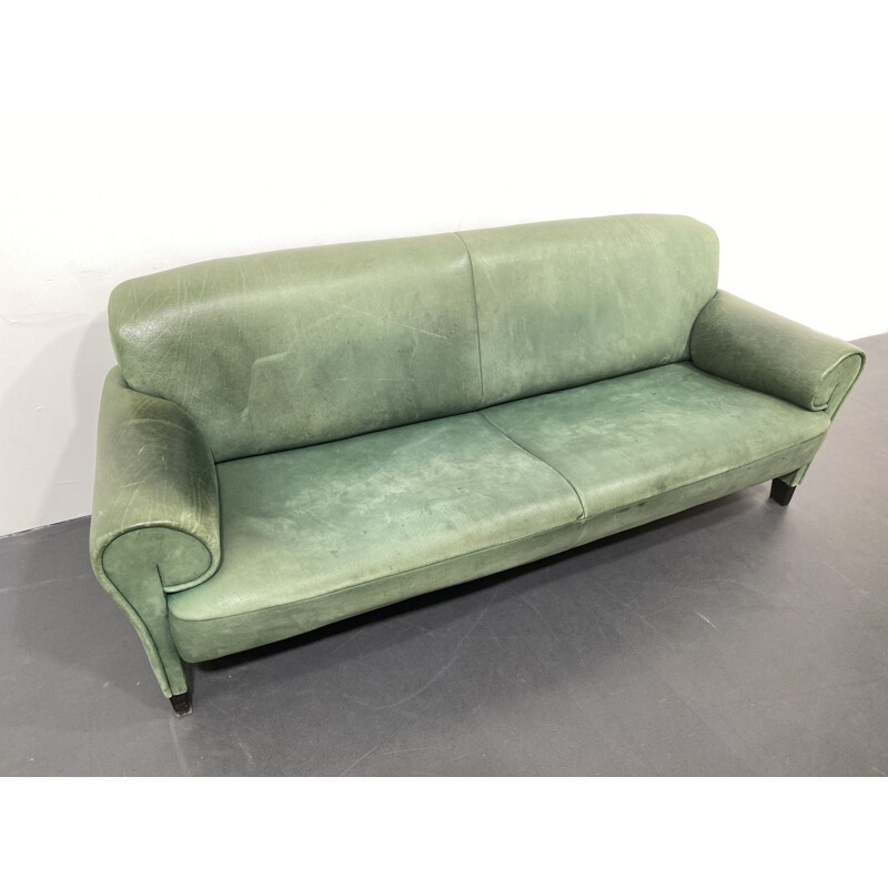 Vintage DS-90 Sofa, grünes Leder, von Anita Schmidt für De Sede, Schweiz, 1992