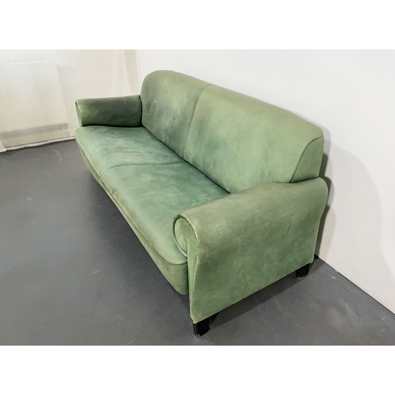 Vintage DS-90 Sofa, grünes Leder, von Anita Schmidt für De Sede, Schweiz, 1992