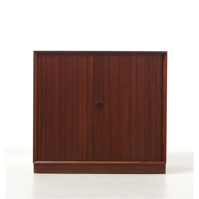 Vintage Cabinet with Tambour doors by Peter Hvidt & Orla Mølgaard-Nielsen for Søborg Møbler, Denmark 1950s