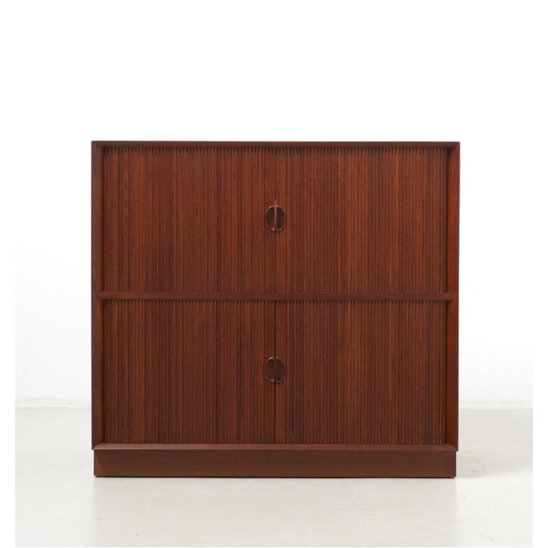 Vintage Cabinet with Tambour doors by Peter Hvidt & Orla Mølgaard-Nielsen for Søborg Møbler, Denmark 1950s