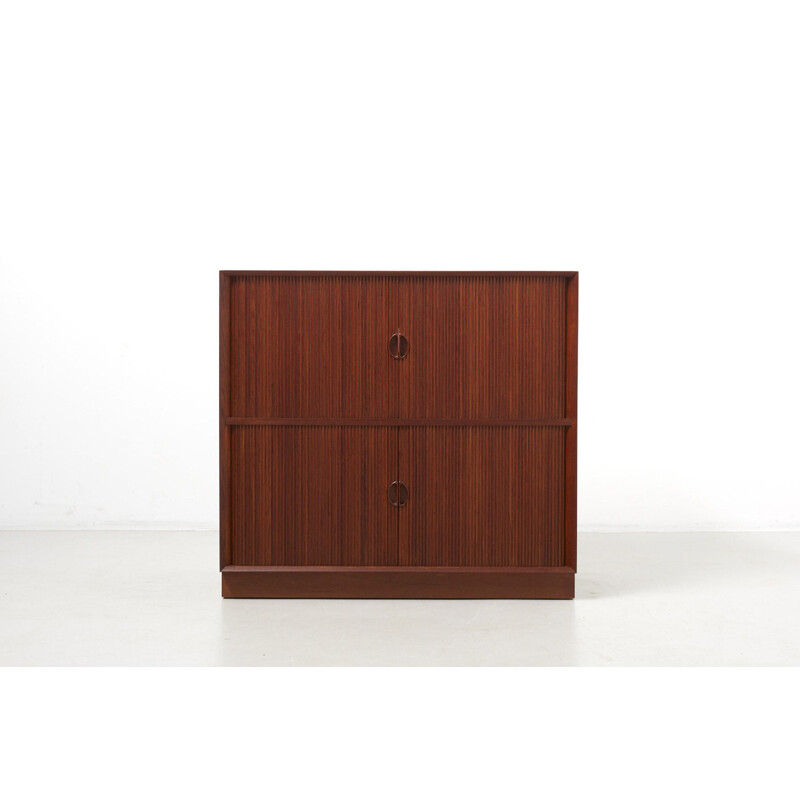 Vintage Cabinet with Tambour doors by Peter Hvidt & Orla Mølgaard-Nielsen for Søborg Møbler, Denmark 1950s