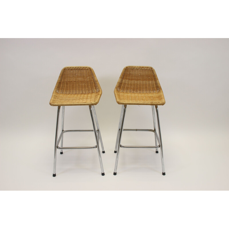 Pair of Vintage Dirk van Sliedrecht bar stool  stool 1970