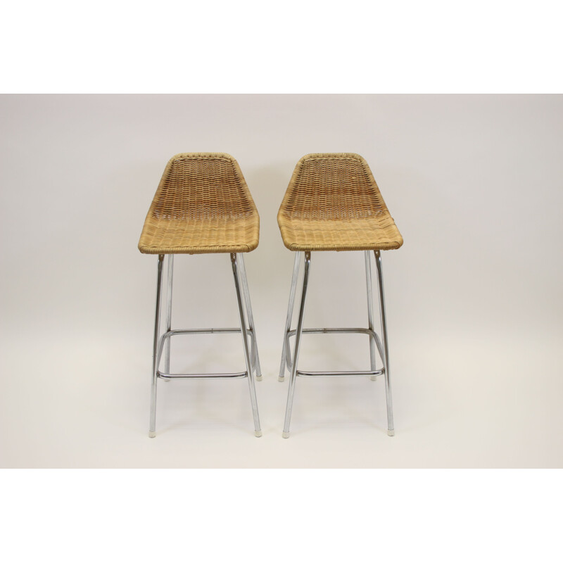 Pair of Vintage Dirk van Sliedrecht bar stool  stool 1970