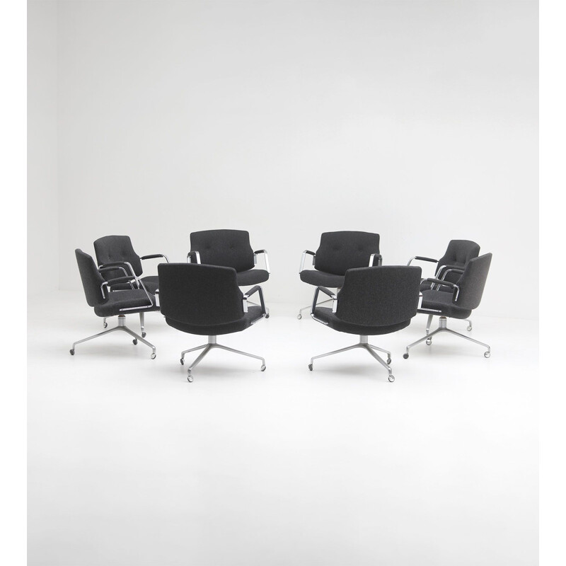 Set of 9 FK-84 armchairs designed by Preben Fabricius & Jorgen Kastholm 1970