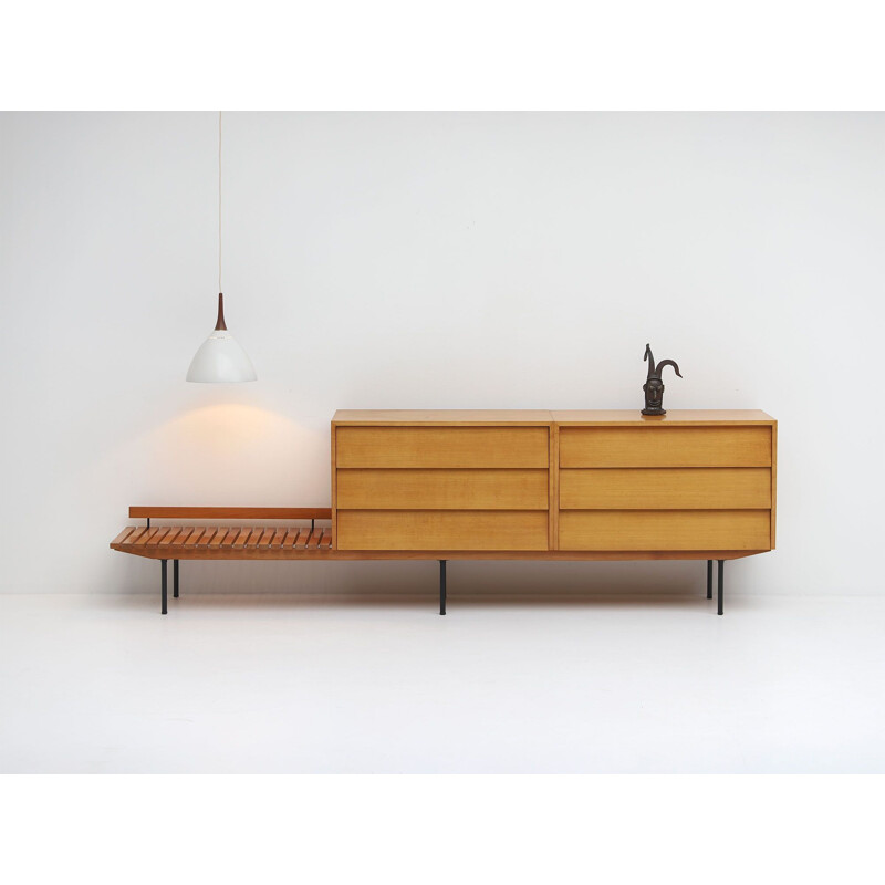 Table de bureau vintage avec porte-bagages Florence Knoll