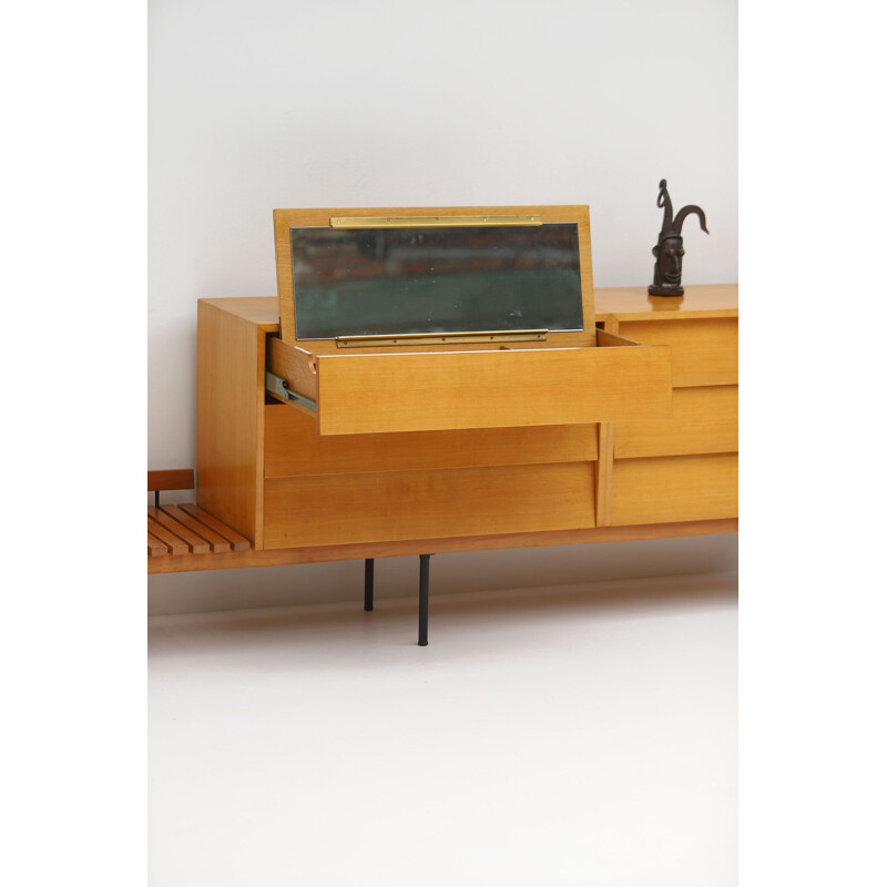 Table de bureau vintage avec porte-bagages Florence Knoll