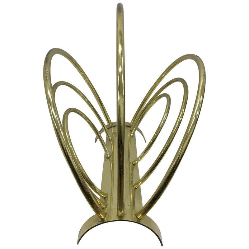 Vintage brass magazine rack, Italy 1950