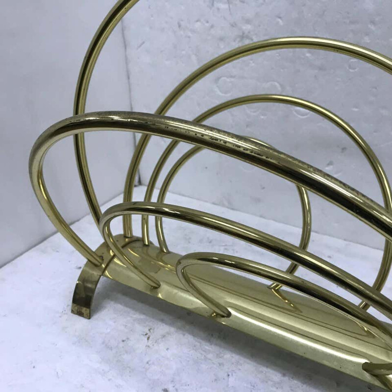 Vintage brass magazine rack, Italy 1950