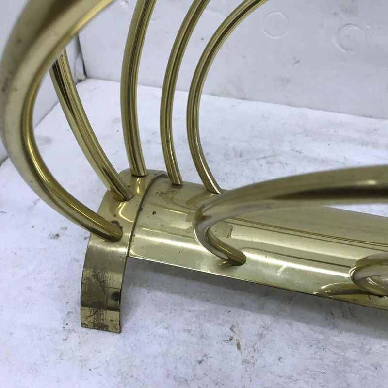 Vintage brass magazine rack, Italy 1950