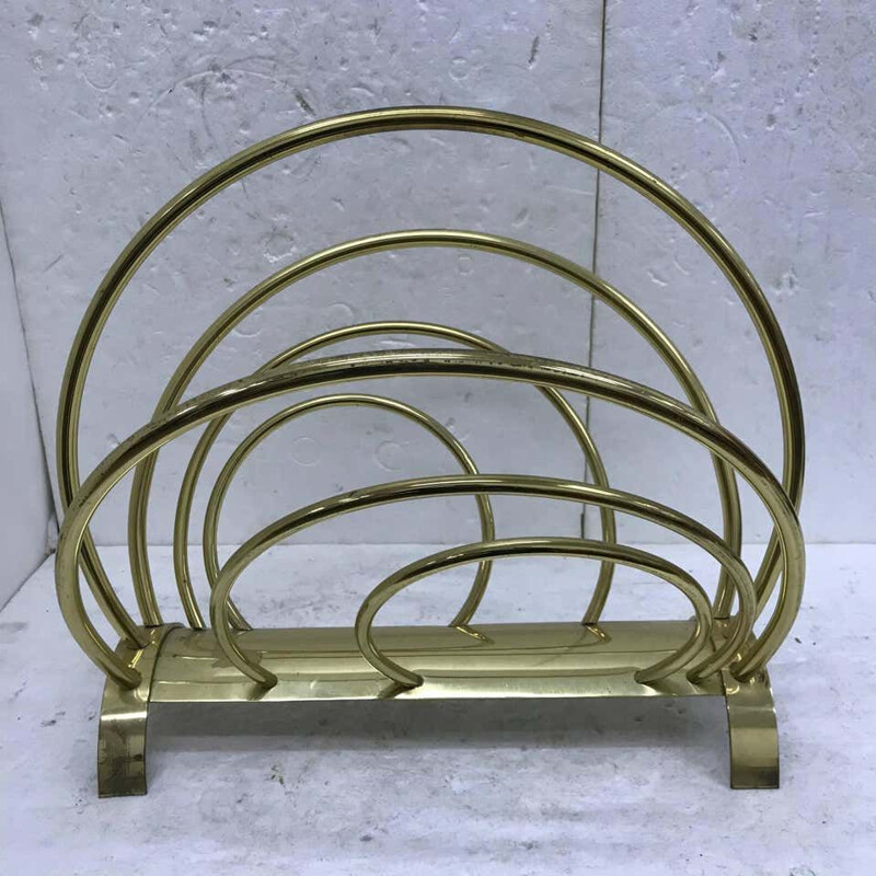 Vintage brass magazine rack, Italy 1950