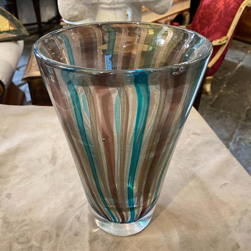 Mid-Century Heavy Murano Glass Vase, Modern 1970