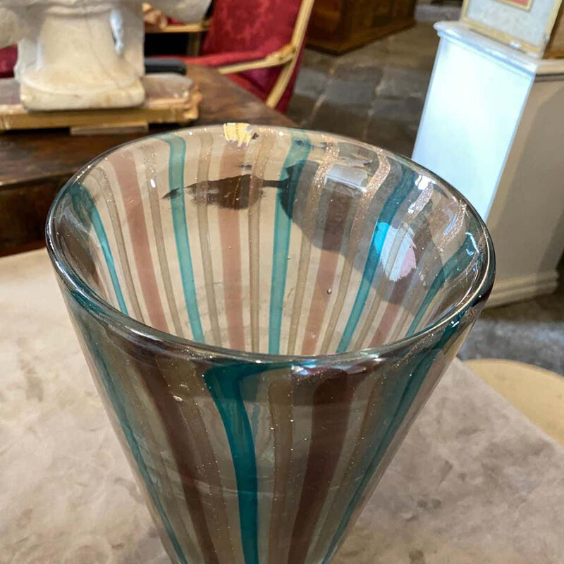 Mid-Century Heavy Murano Glass Vase, Modern 1970