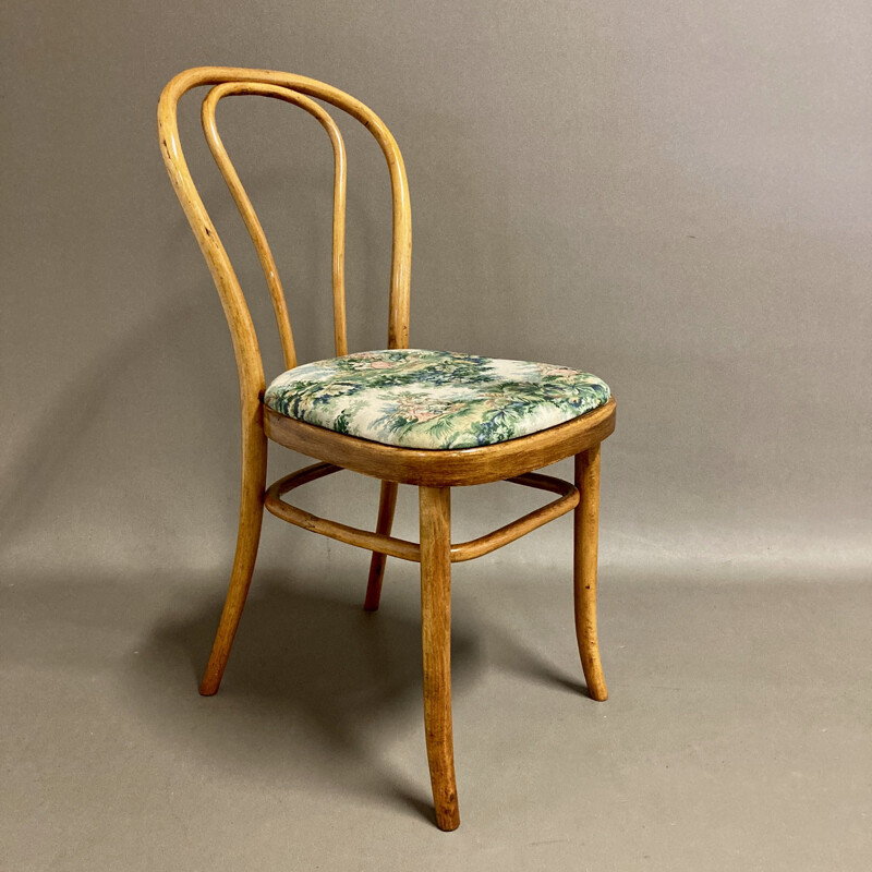 Set of 8 vintage beech bistro chairs 1950 