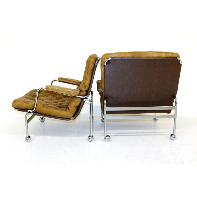 Paire de fauteuils  vintage "Karin" modèle 73, Bruno Mathsson, Suède 1970