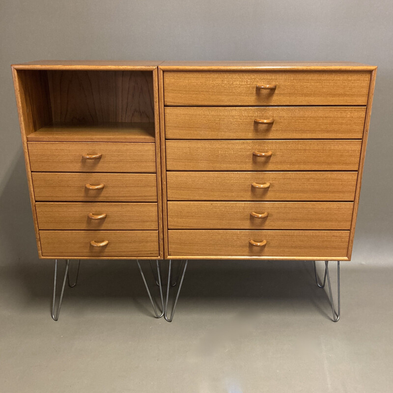 Duo of vintage chest of drawers Scandinavian 1950's