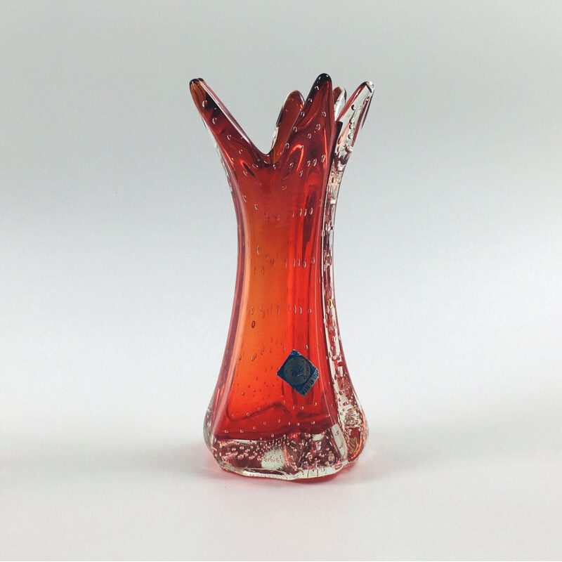 Mid-Century Bullicante Murano Glass Vase by Archimede Seguso Italian 1970s