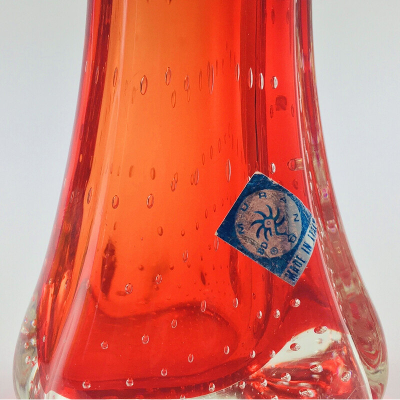 Vase vintage en verre de Murano Bullicante par Archimede Seguso Italien 1970