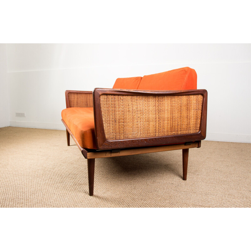 Canapé vintage Daybed en Teck et Cannage modèle FD 451 par Peter Hvidt et Orla Molgaard-Nielsen Danois 1960