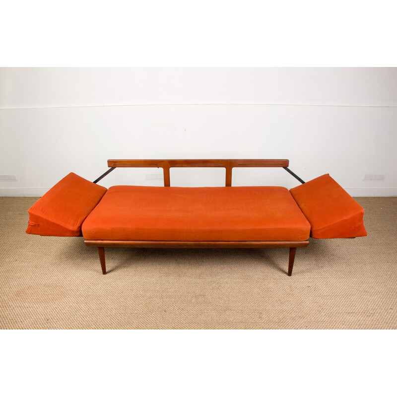 Vintage Daybed Sofa in Teak and Cannage model FD 451 by Peter Hvidt and Orla Molgaard-Nielsen from Denmark 1960