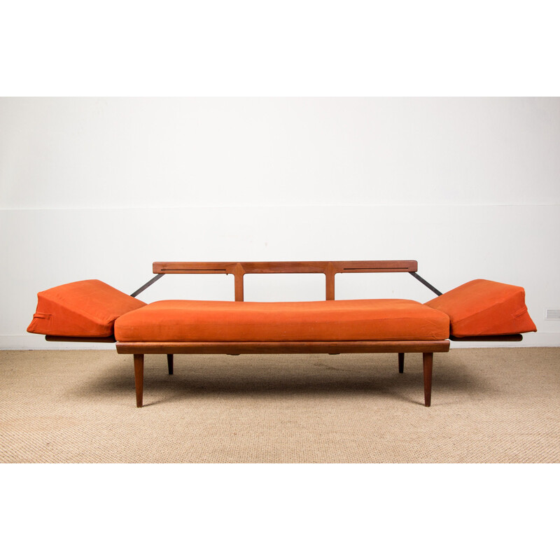 Canapé vintage Daybed en Teck et Cannage modèle FD 451 par Peter Hvidt et Orla Molgaard-Nielsen Danois 1960