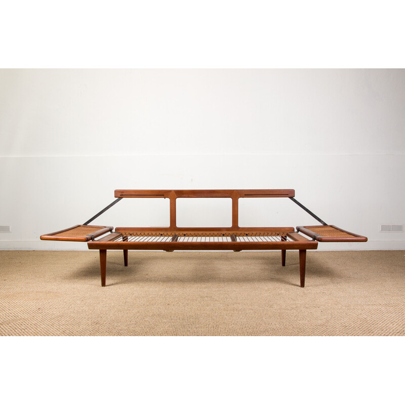 Vintage Daybed Sofa in Teak and Cannage model FD 451 by Peter Hvidt and Orla Molgaard-Nielsen from Denmark 1960