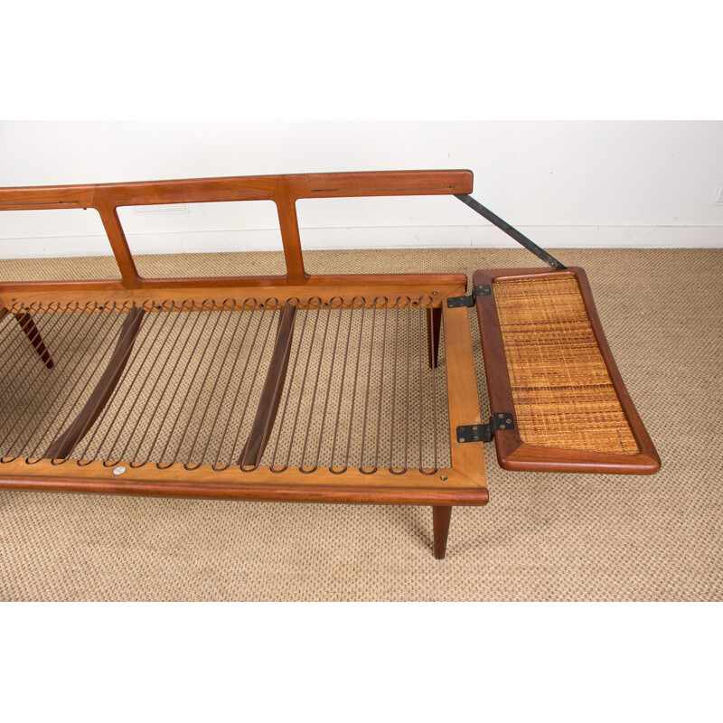 Vintage Daybed Sofa in Teak and Cannage model FD 451 by Peter Hvidt and Orla Molgaard-Nielsen from Denmark 1960