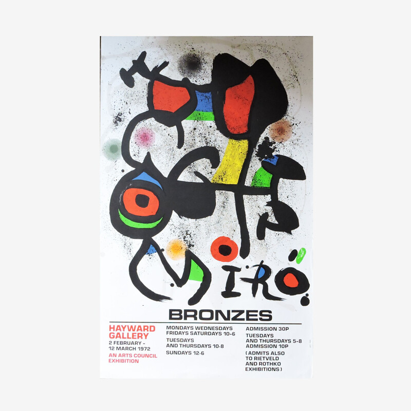 Vintage Bronzes Stone Lithograph Poster by Joan Miro, 1960s