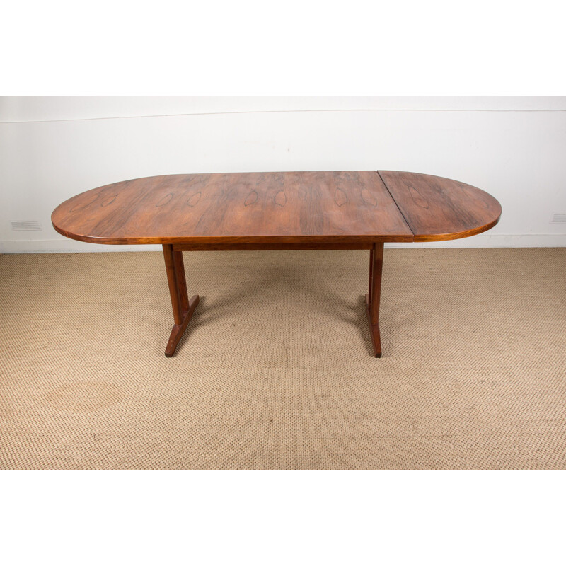 Vintage large oval Scandinavian rosewood dining table Rio 1960