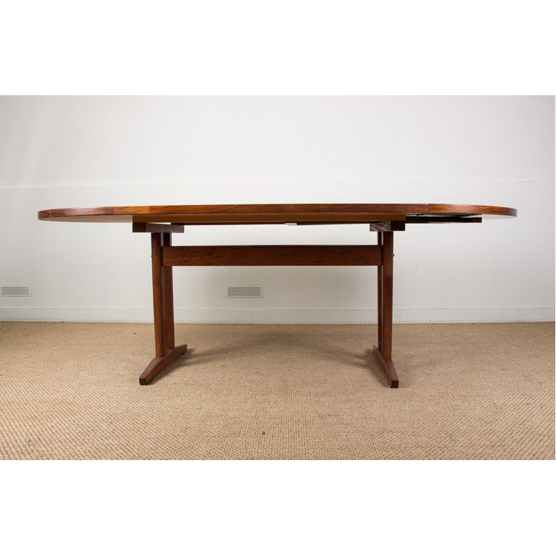 Vintage large oval Scandinavian rosewood dining table Rio 1960