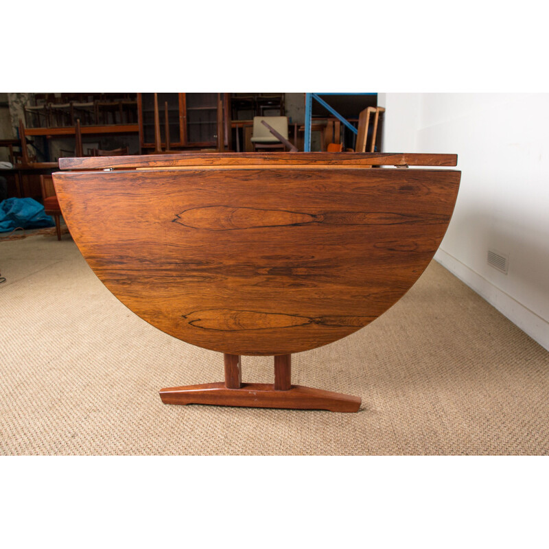 Vintage large oval Scandinavian rosewood dining table Rio 1960