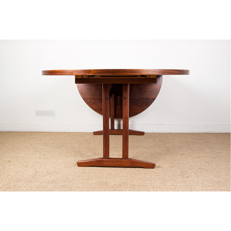 Vintage large oval Scandinavian rosewood dining table Rio 1960