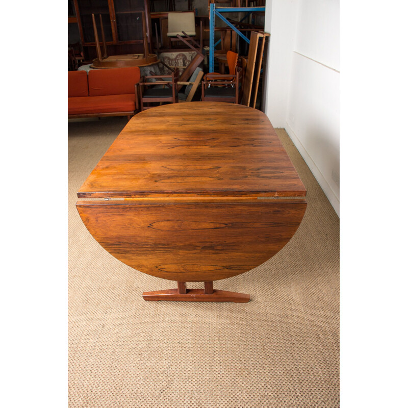 Vintage large oval Scandinavian rosewood dining table Rio 1960