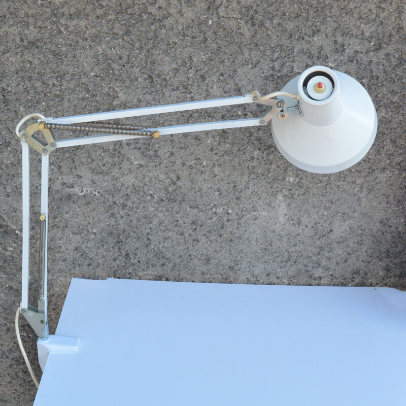 Vintage White drafting desk lamp, VEB Raumleuchte Zeulenroda Germany 1970s