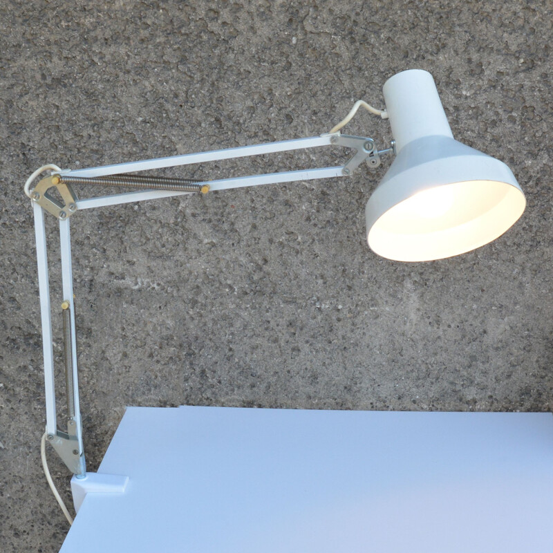Lampe de bureau vintage Vintage Blanche, VEB Raumleuchte Zeulenroda Allemagne 1970