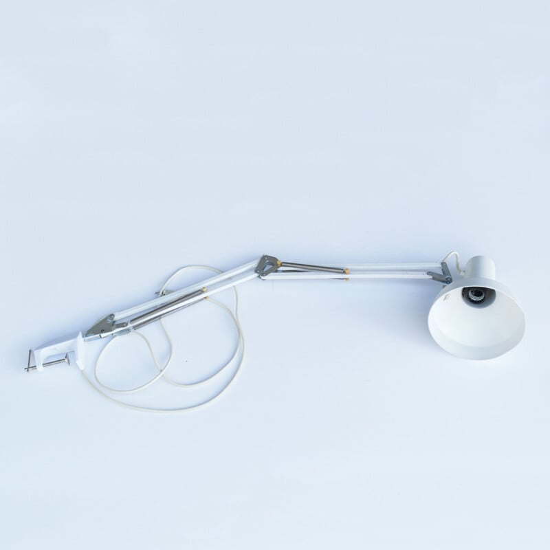 Vintage White drafting desk lamp, VEB Raumleuchte Zeulenroda Germany 1970s